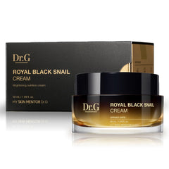 Dr.G Royal Black Snail Cream jar closeup showing rich hydration texture.