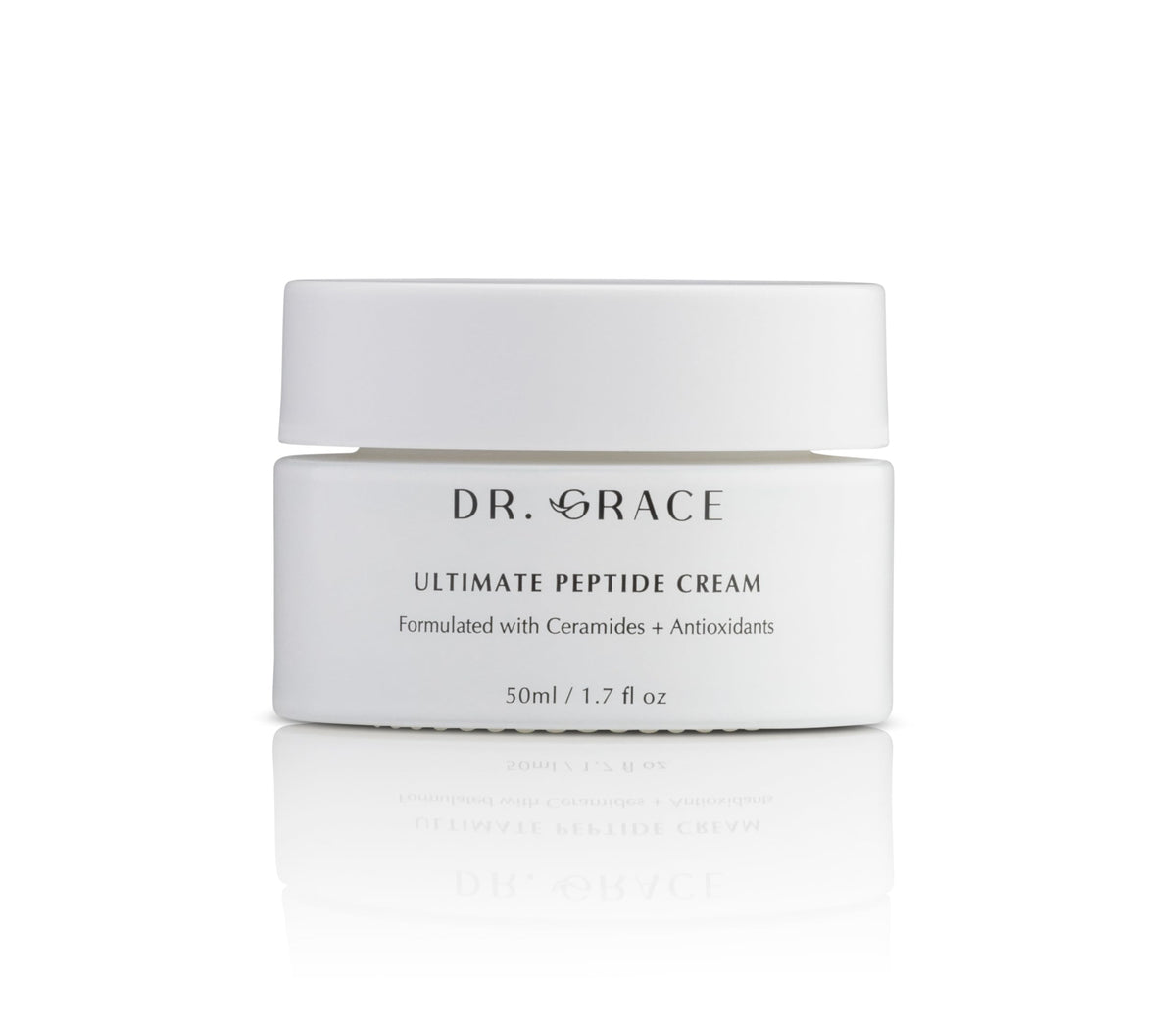 Dr. Grace Ultimate Peptide Cream bottle closeup showing rich hydration potential.