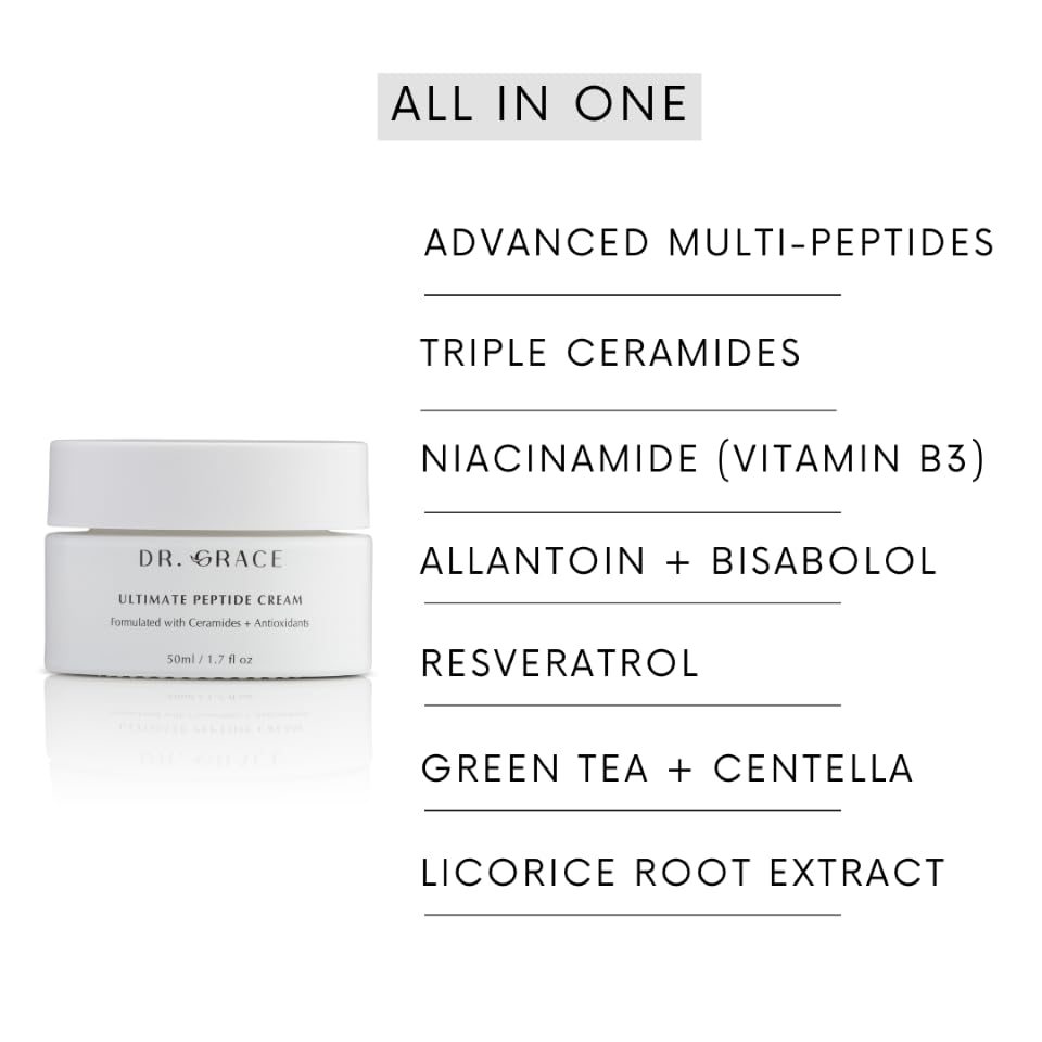 Dr. Grace Ultimate Peptide Cream jar sideview with smooth texture ready for daily use.