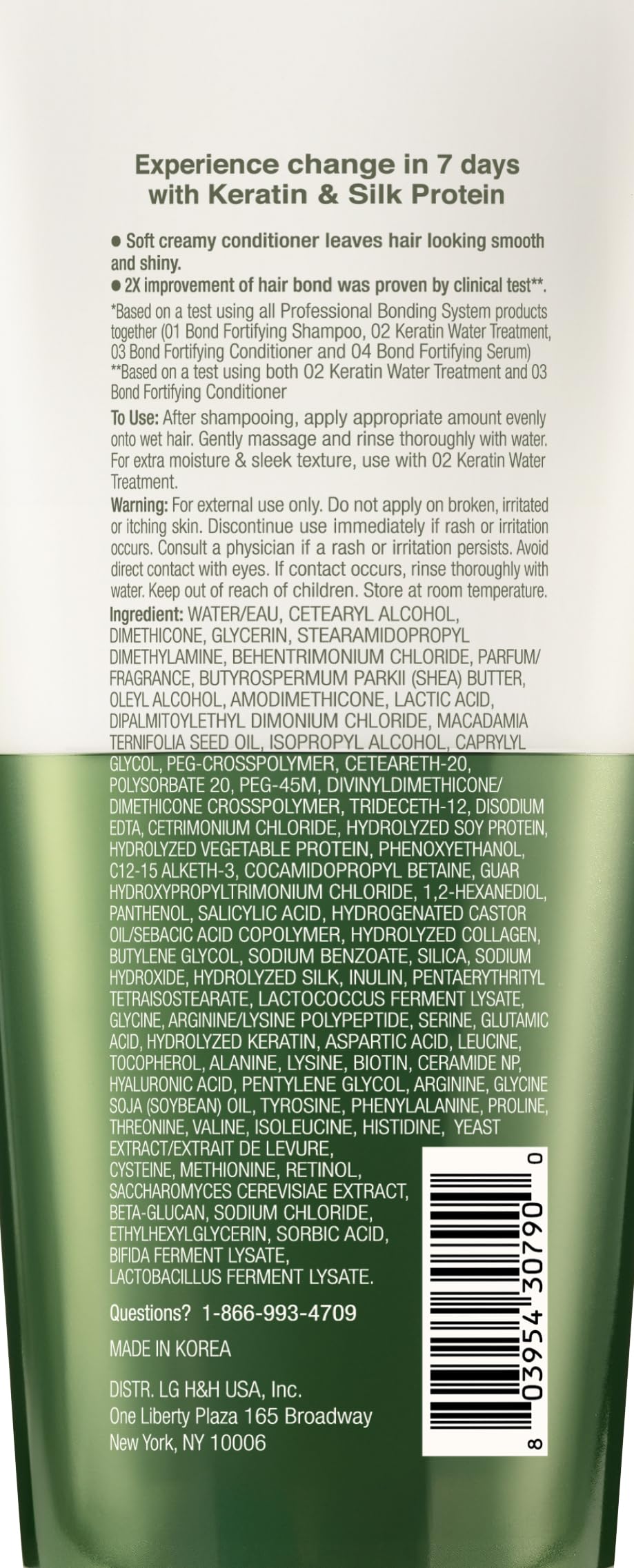 Dr. Groot Bond Fortifying Conditioner packaging display emphasizes premium Korean bond-care system.