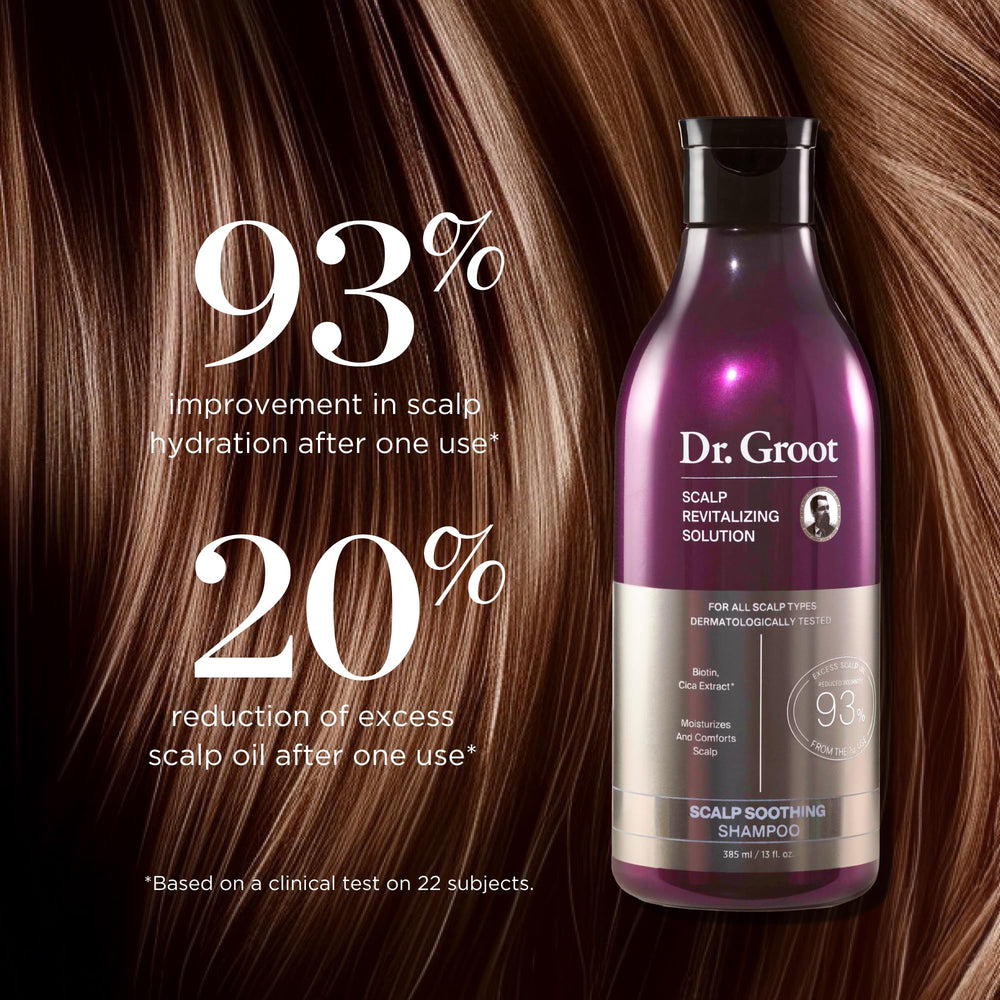 Lush foam from Dr. Groot scalp shampoo signals comfortable wash and clean hair roots.
