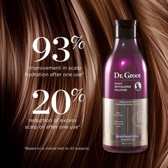 Lush foam from Dr. Groot scalp shampoo signals comfortable wash and clean hair roots.