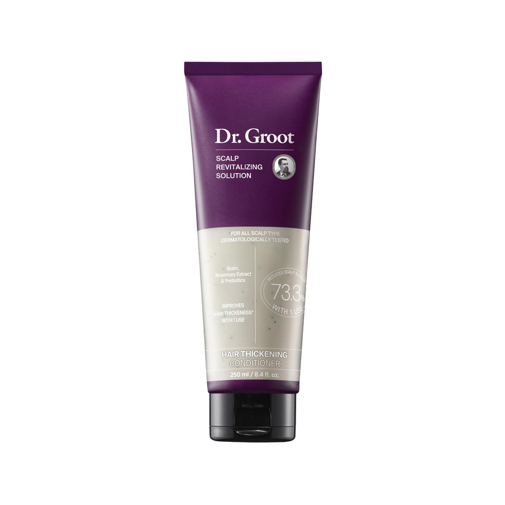 Dr. Groot hair thickening conditioner bottle shows premium Korean formula for fuller hair.
