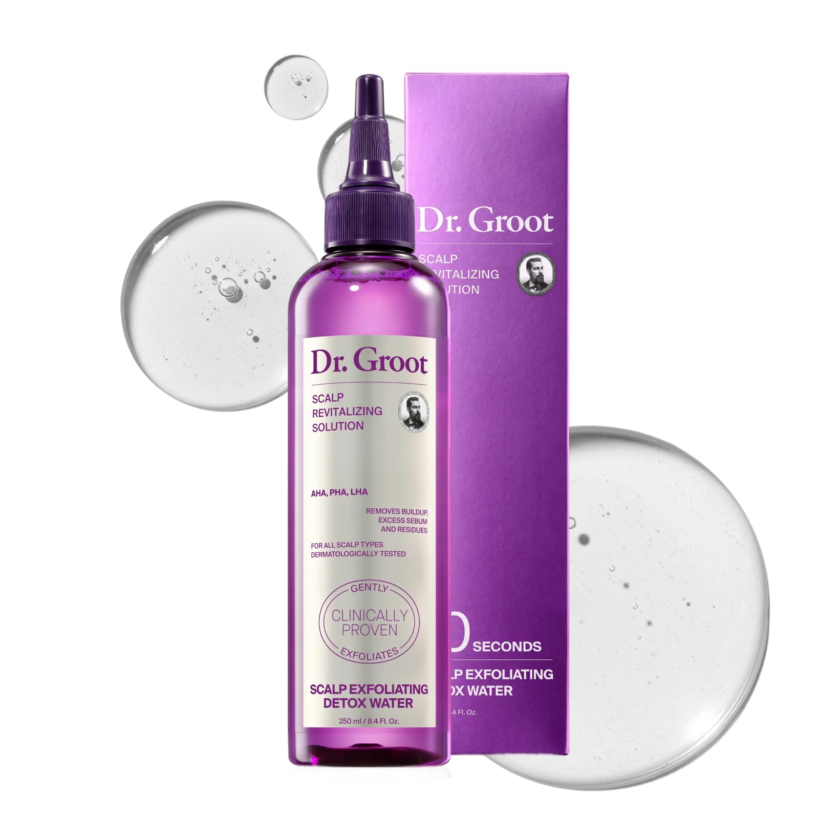 Dr. Groot Scalp Detox Water application scene highlights exfoliation for cleaner pores