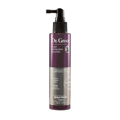 Dr. Groot Scalp Relief Tonic bottle shows hydrating scalp care benefits