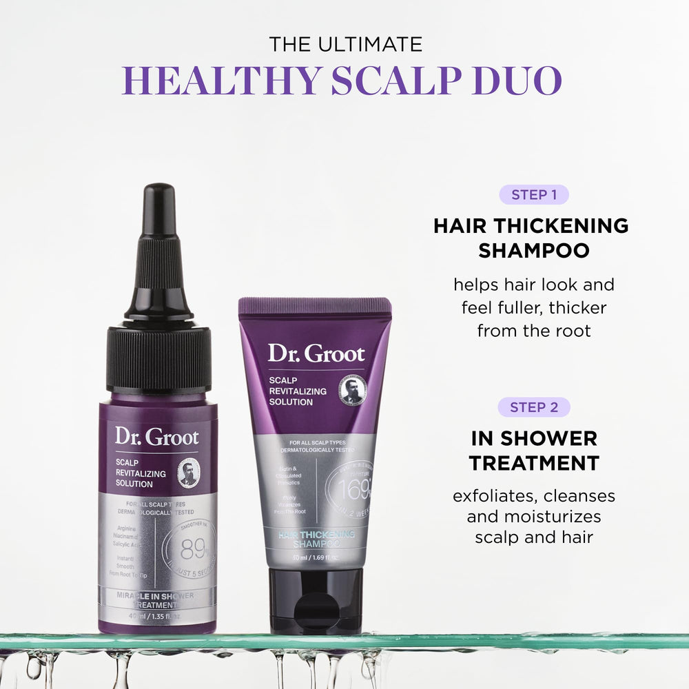 Dr. Groot shampoo bottle close-up highlights biotin and rosemary oil benefits