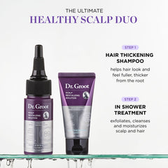 Dr. Groot shampoo bottle close-up highlights biotin and rosemary oil benefits