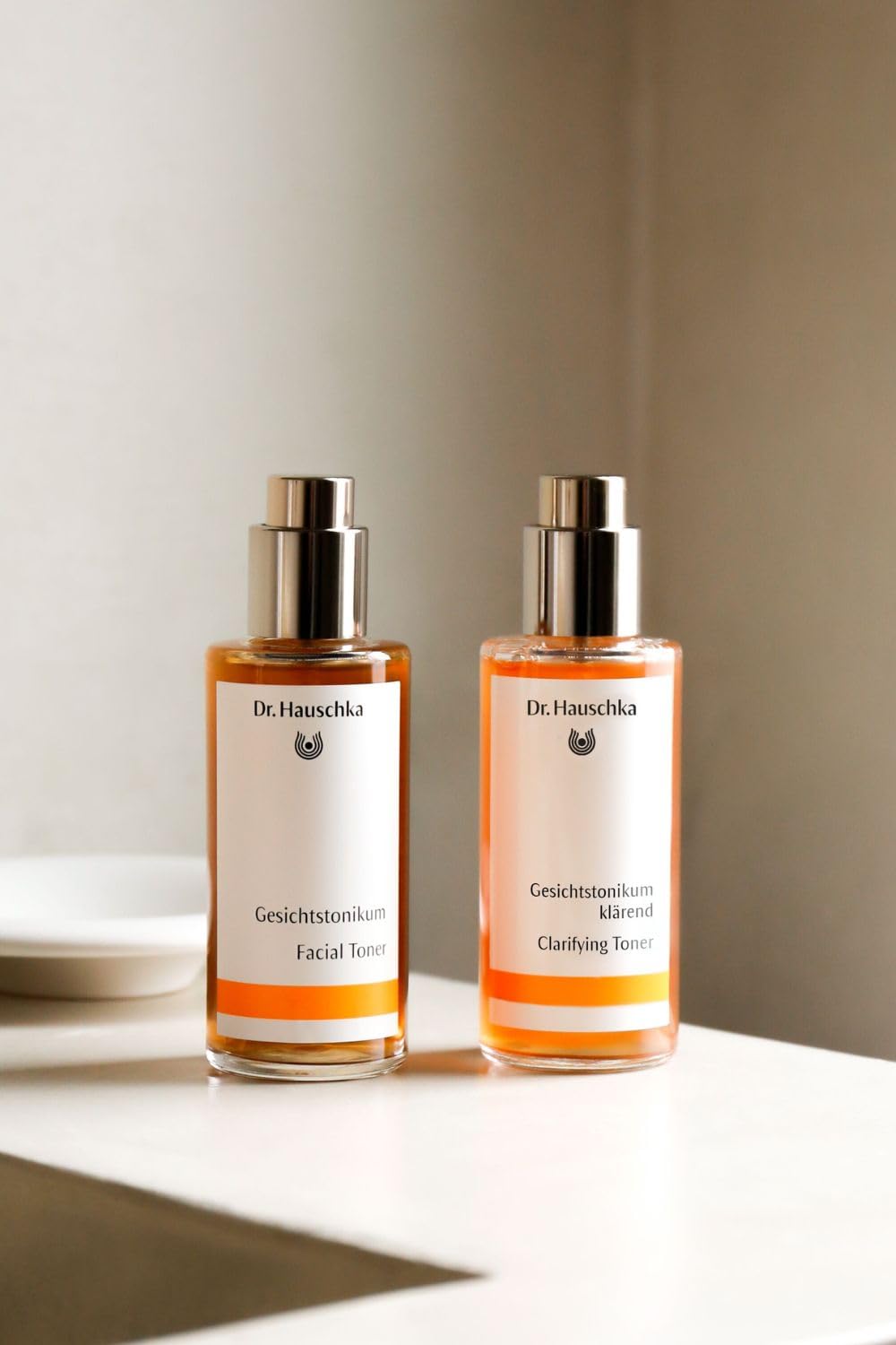 Dr. Hauschka facial toner ingredients bottle highlights natural renewal for skin