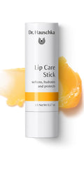 Dr. Hauschka lip care stick application demonstrates smooth, even coverage.
