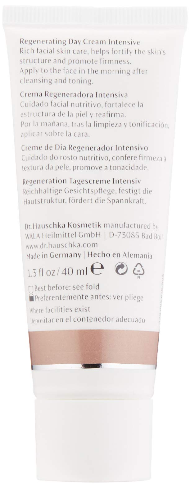 Dr. Hauschka Regenerating Day Cream Intensive texture application shows velvety glide for smooth skin.