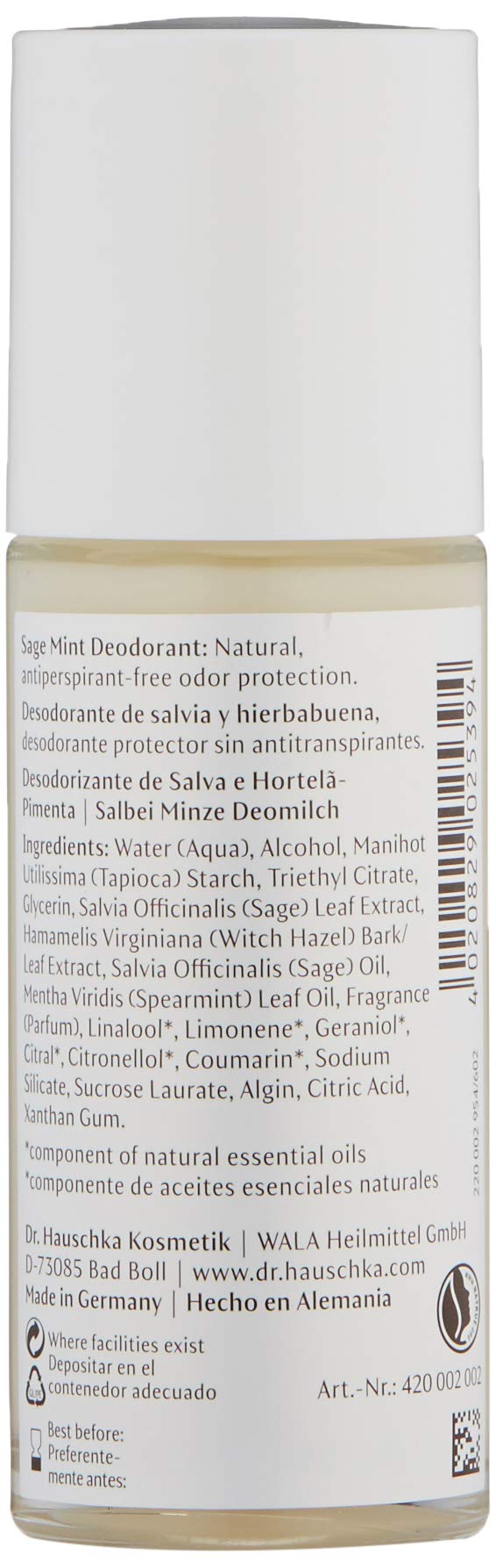 Dr. Hauschka Sage Mint Deodorant application demonstrating roll-on system and moisturizing feel.