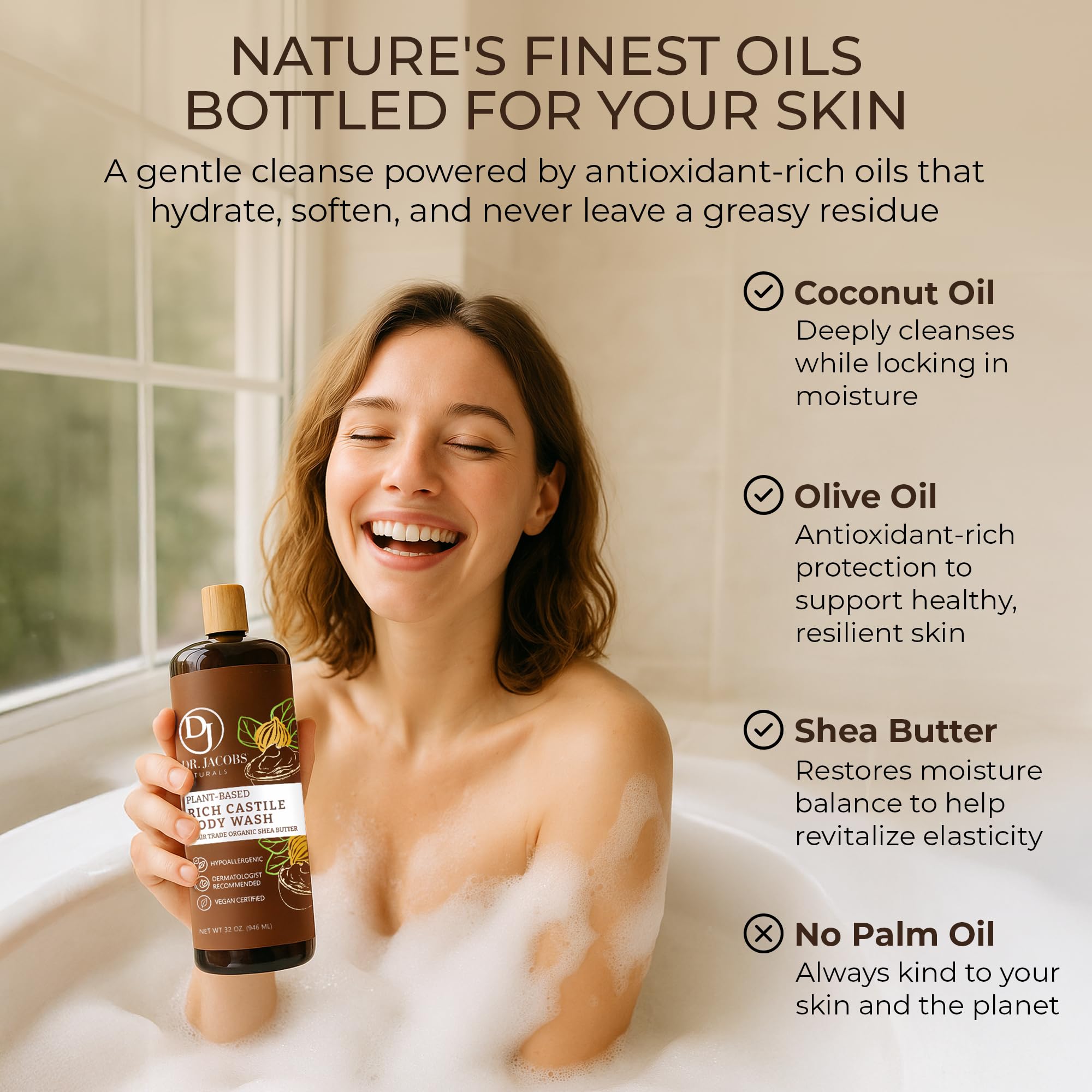 Dr. Jacobs Naturals coconut-olive-oil blend image highlights gentle cleansing.