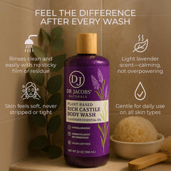 DR.JACOBS NATURALS lavender castile soap bottle with rich lather and natural oils.
