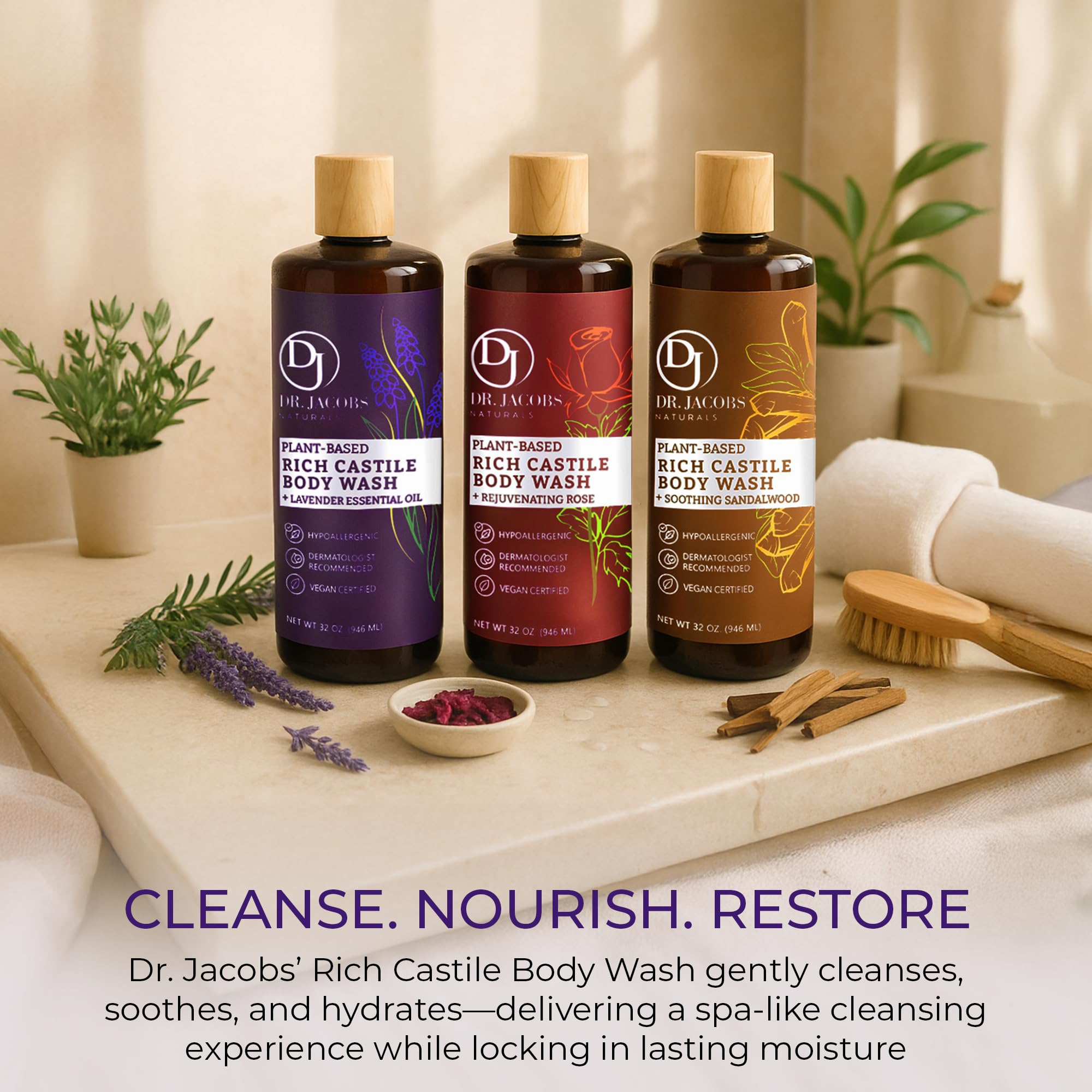 DR.JACOBS NATURALS lavender castile bottle with a user-friendly cap for premium cleanse.