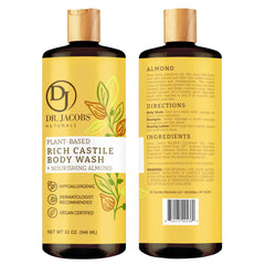DR.JACOBS NATURALS Pure Castile Soap Almond ingredients reveal aloe and vitamin E for nourishing skin.