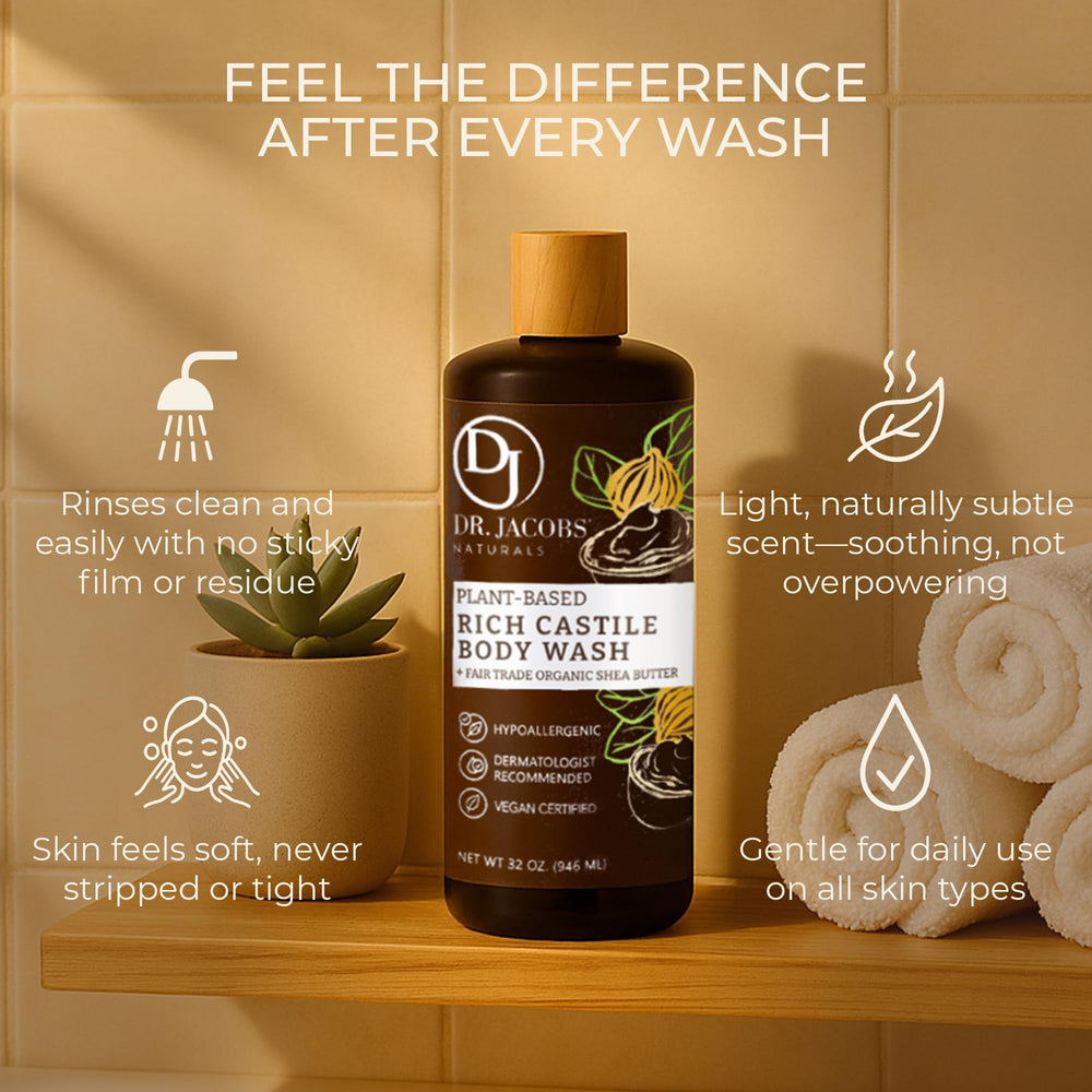 Dr. Jacobs Naturals shea butter jar highlights deep hydration for dry skin.