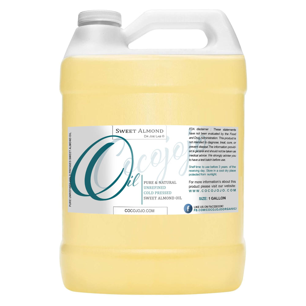 Dr Joe Lab Sweet Almond Oil bottle front shows premium pure formula for skin and hair hydration.