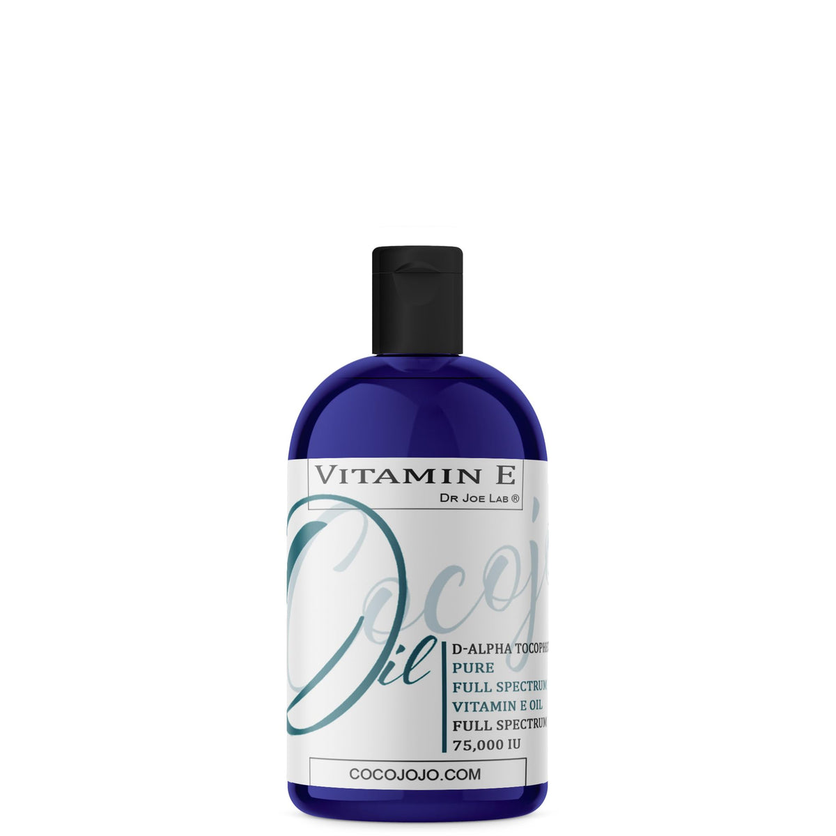 Dr Joe Lab Vitamin E Oil bottle closeup showing pure antioxidant protection for skin.