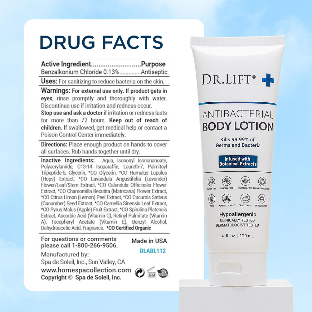 Dr. Lift Antibacterial Body Lotion complements a germ-aware routine with moisture.