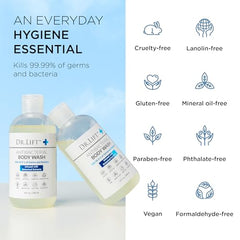 DR. LIFT Antibacterial Body Wash botanical extracts close-up—skin-nourishing ingredients.