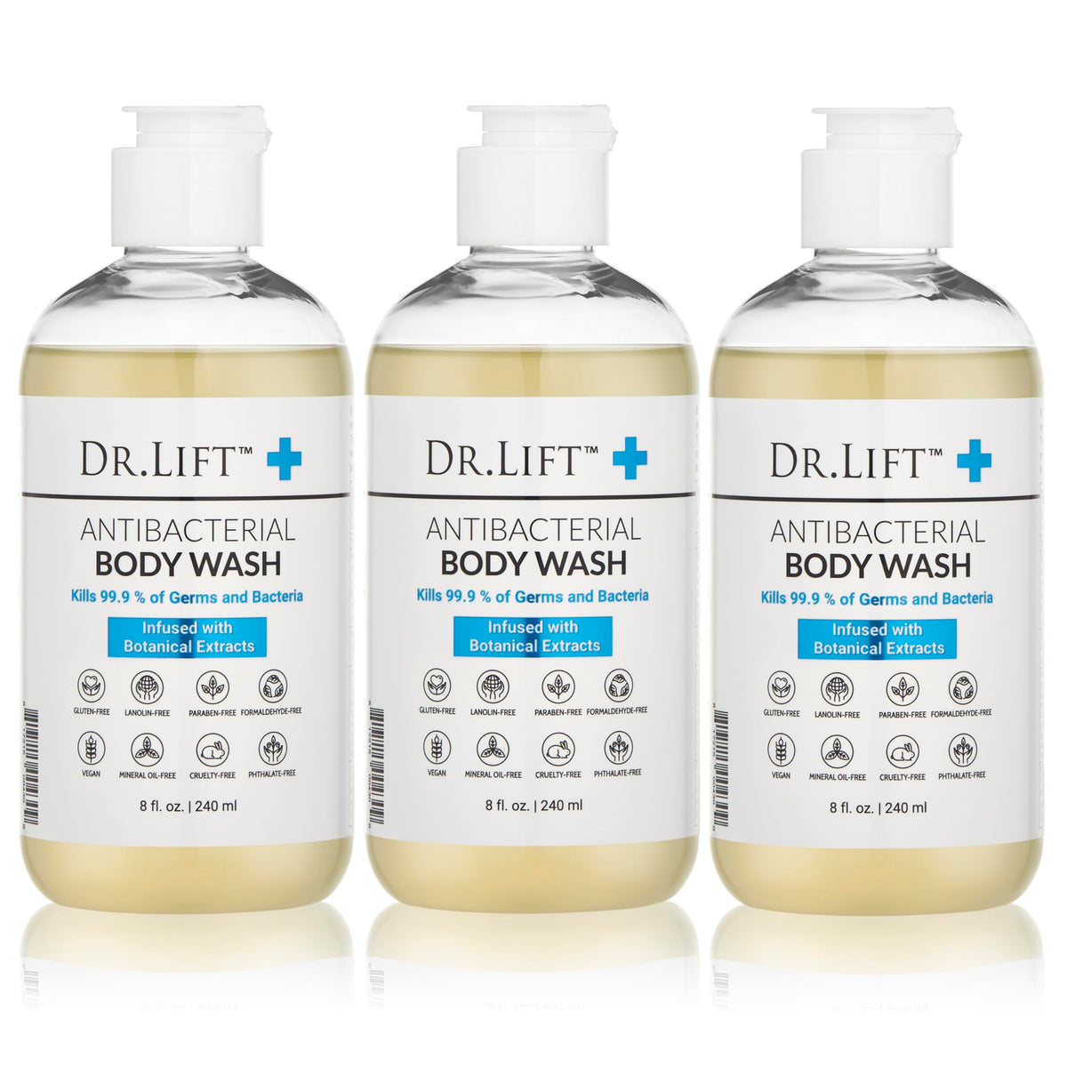 DR. LIFT antibacterial body wash bottle for gentle cleansing and hydration