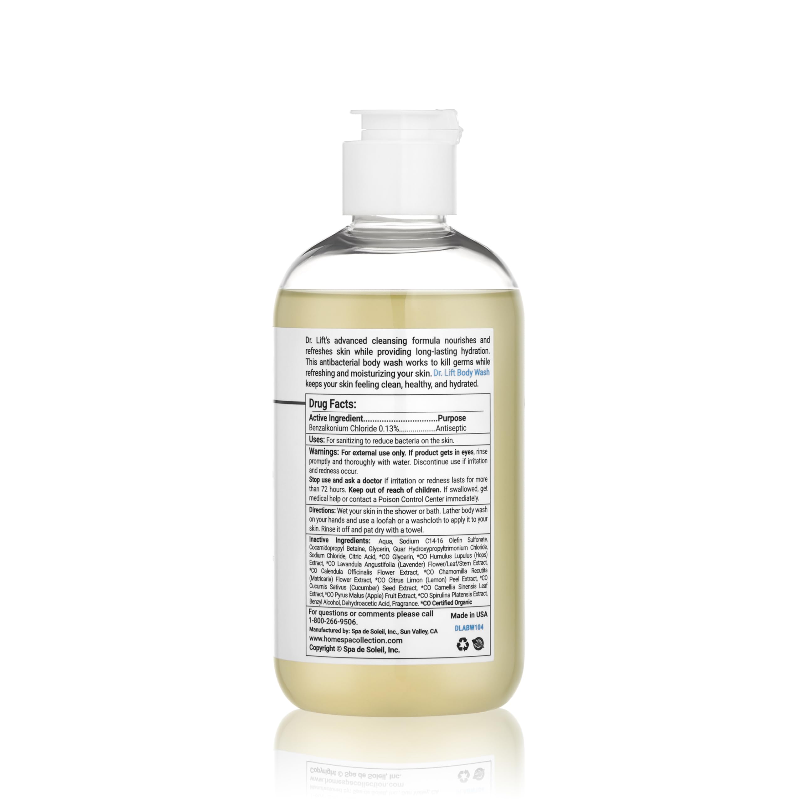 DR. LIFT bottle label highlights American-made quality for daily use