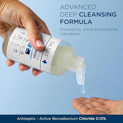 DR. LIFT Antibacterial Body Wash shower scene—refreshing cleanse for any time.