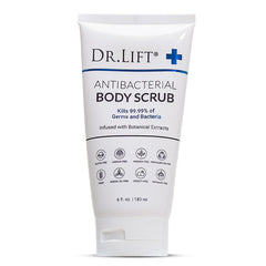 Dr. Lift antibacterial salt scrub bottle front for exfoliation and skin refreshment