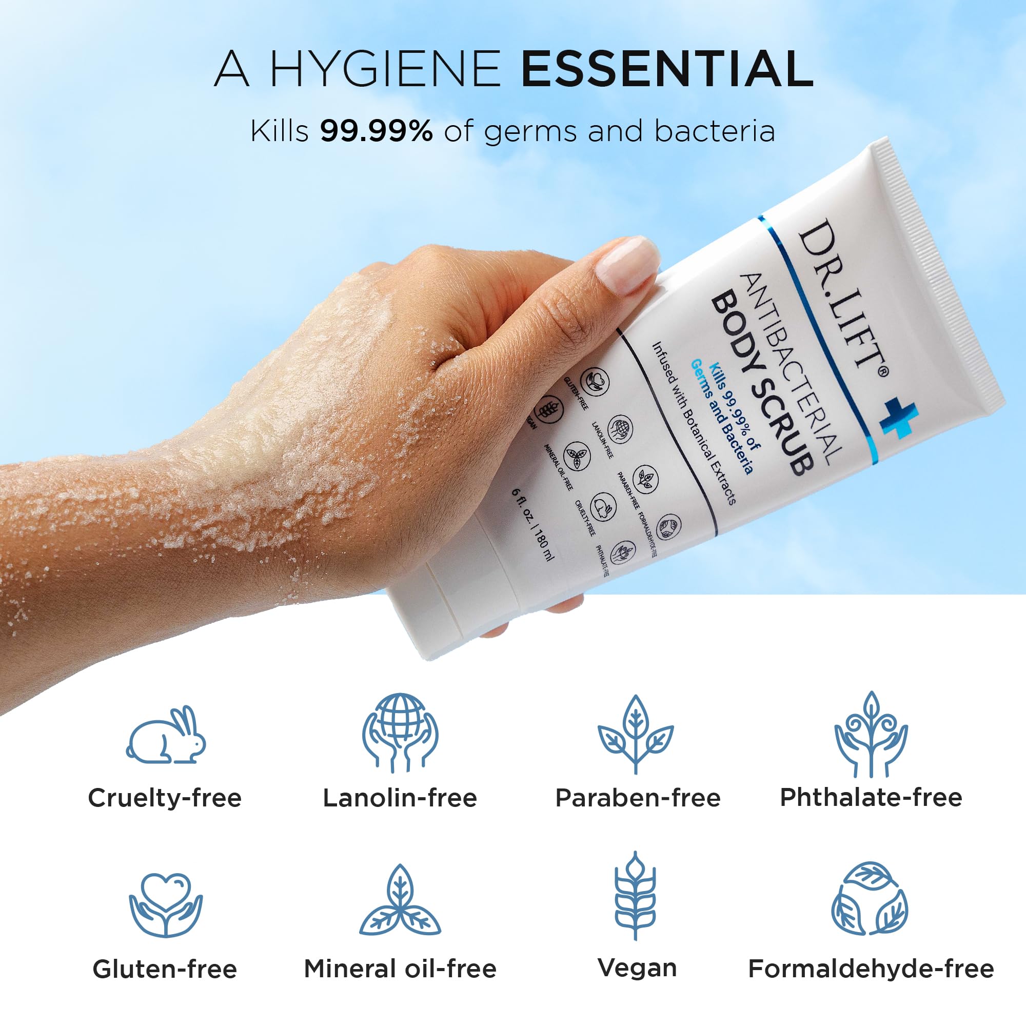 Dr. Lift close-up of texture highlighting salt granules and plant extracts