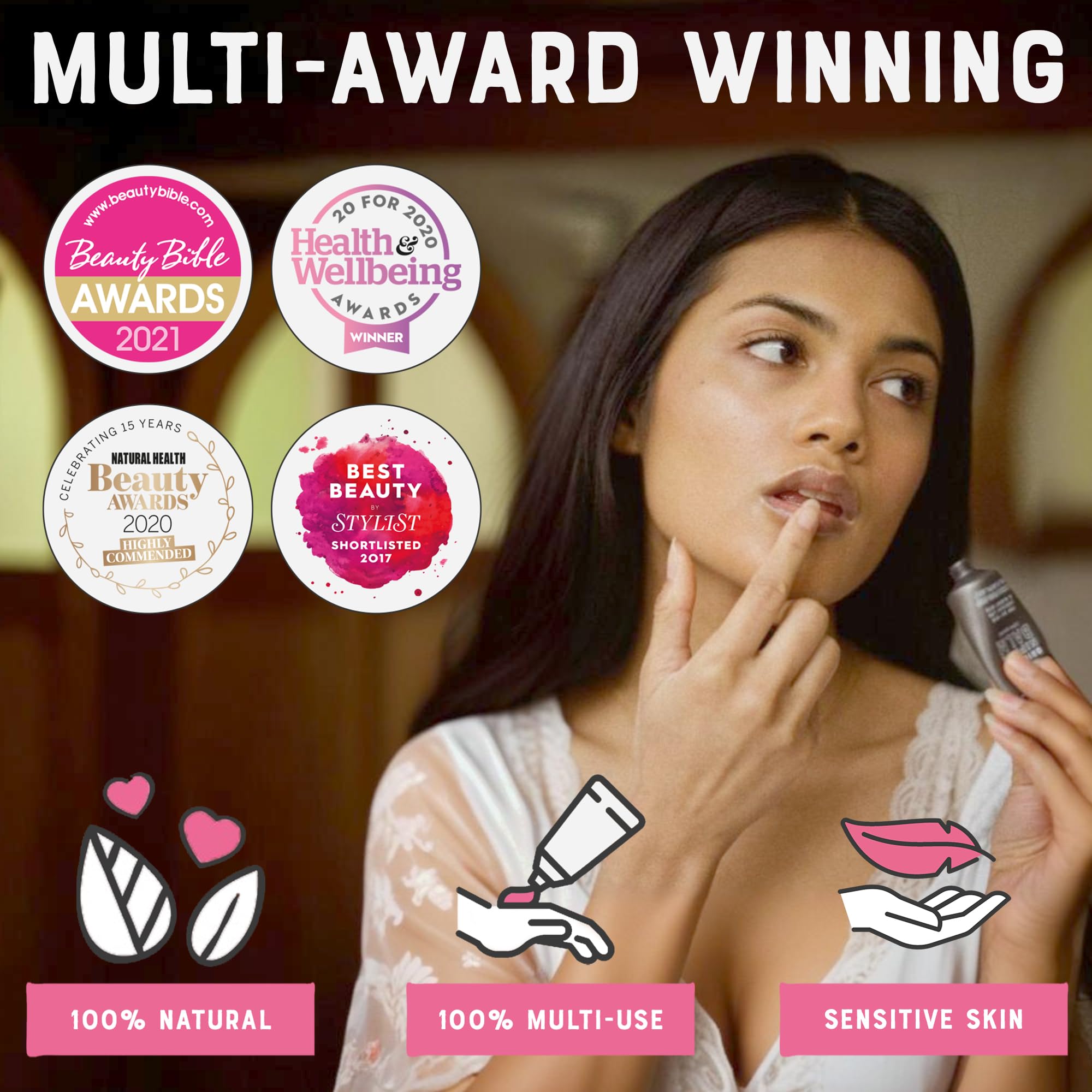Dr. Lipp balm swatch on skin demonstrates deep moisture for ultra-dry patches.