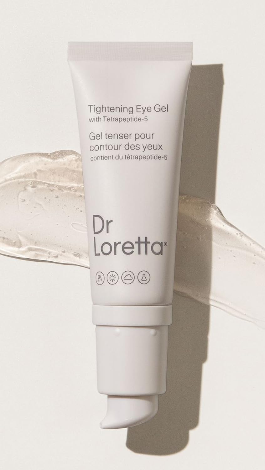 Dr. Loretta eye gel texture swatch shows lightweight hydrating formula.