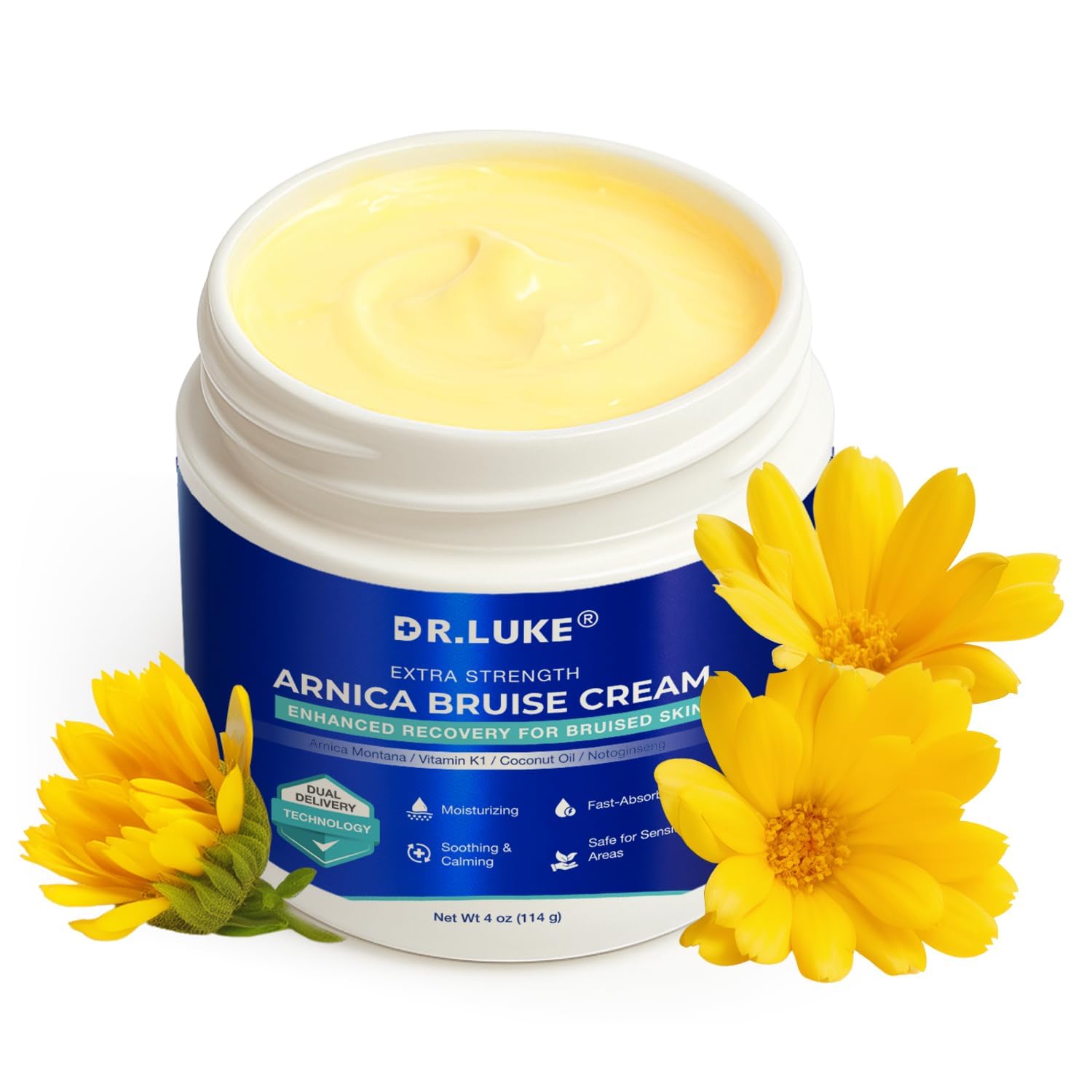 Dr. Luke Arnica Cream dispensing scene highlights easy application for targeted healing