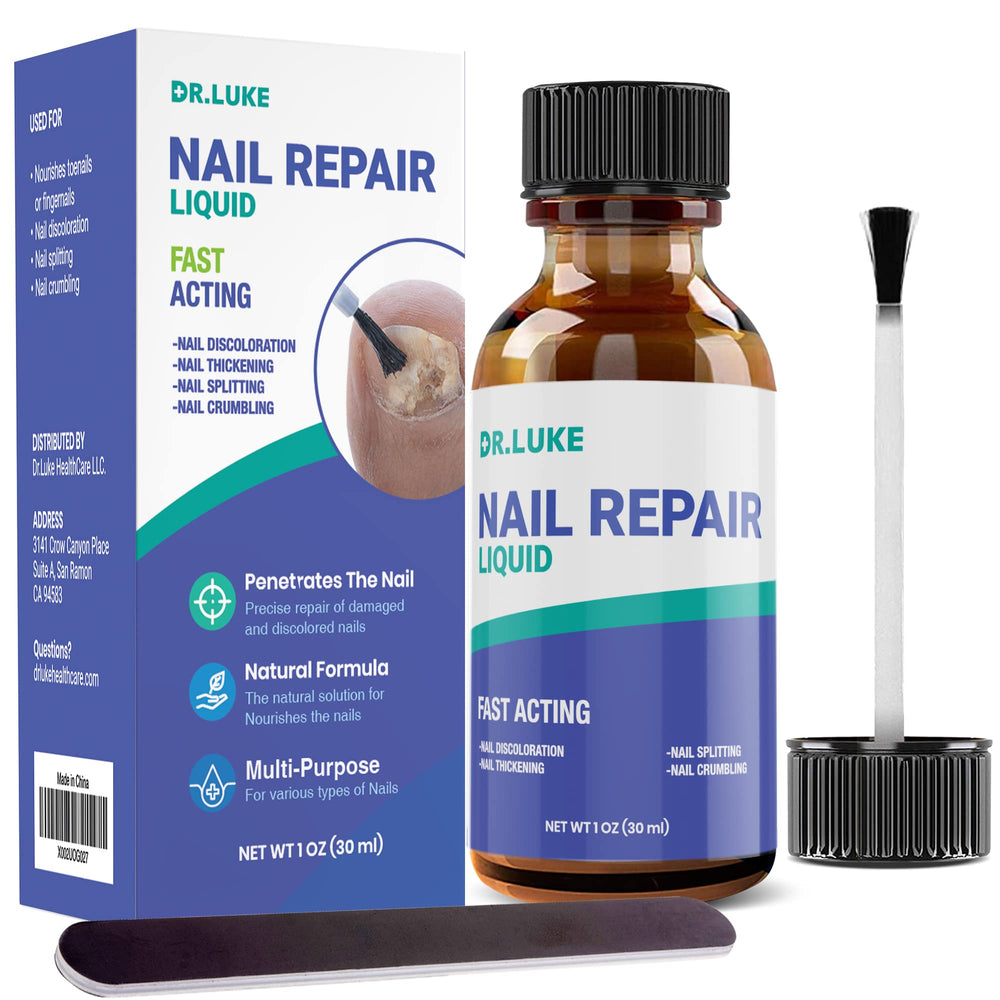 Dr. Luke Nail Repair Liquid bottle for daily nail maintenance and smoother nails.