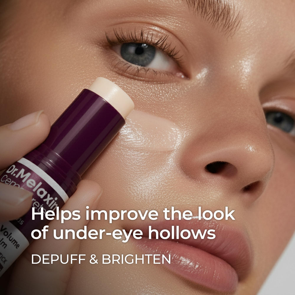 Dr.Melaxin Cemenrete Calcium Multi Balm application technique highlights precise, mess-free under-eye care.