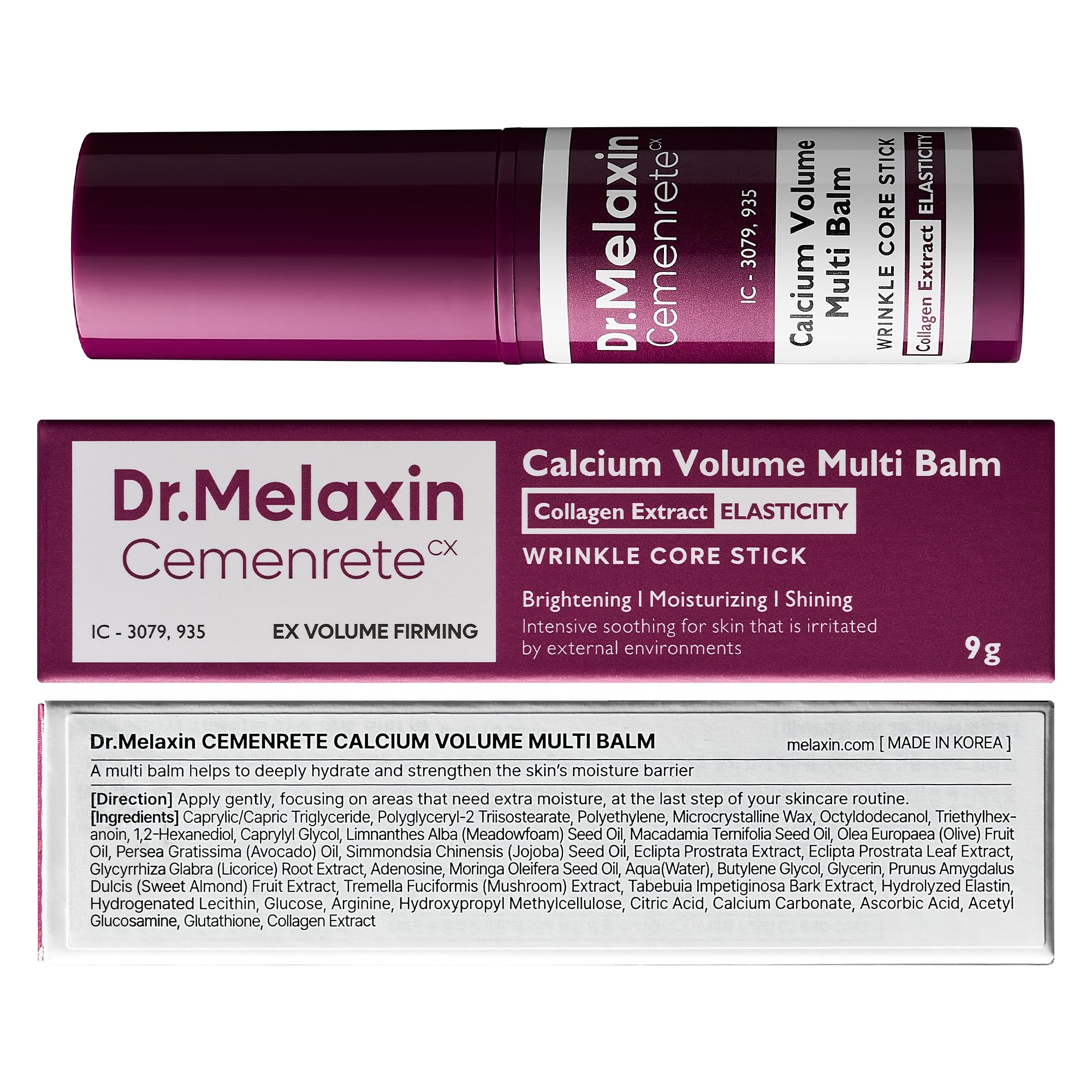 Dr.Melaxin Cemenrete Calcium Multi Balm skin-benefit visual emphasizes hydration and elasticity support.