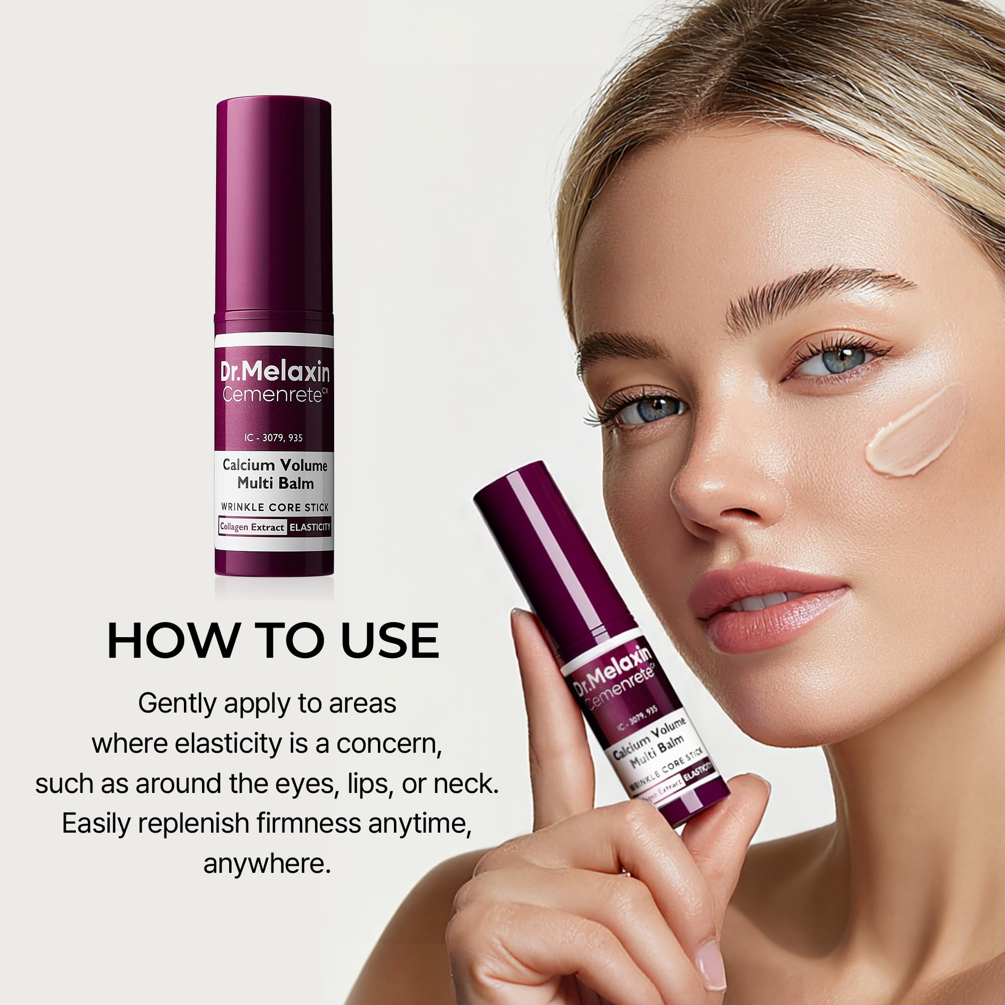 Dr.Melaxin Cemenrete Calcium Multi Balm texture melts gently for smooth, non-sticky skin feel.