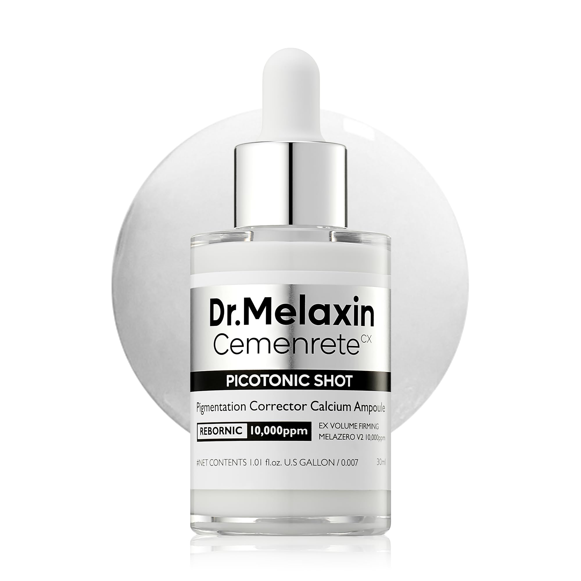 Dr.Melaxin Cemenrete Shot bottle closeup hinting at firmer, clearer skin