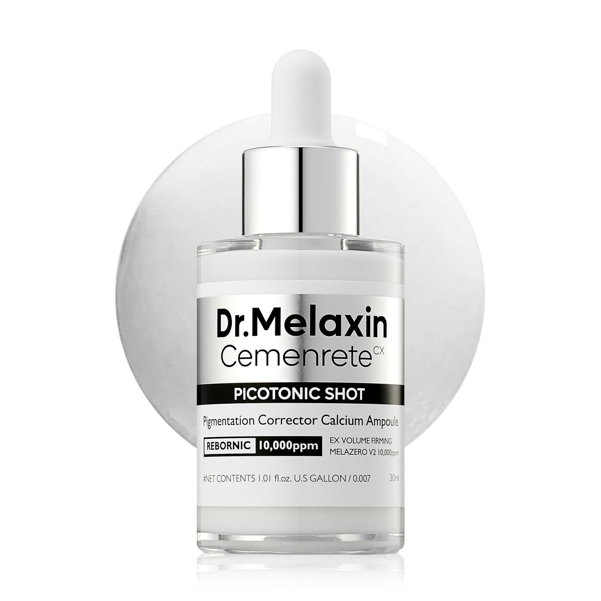 Dr.Melaxin Cemenrete Shot bottle closeup hinting at firmer, clearer skin