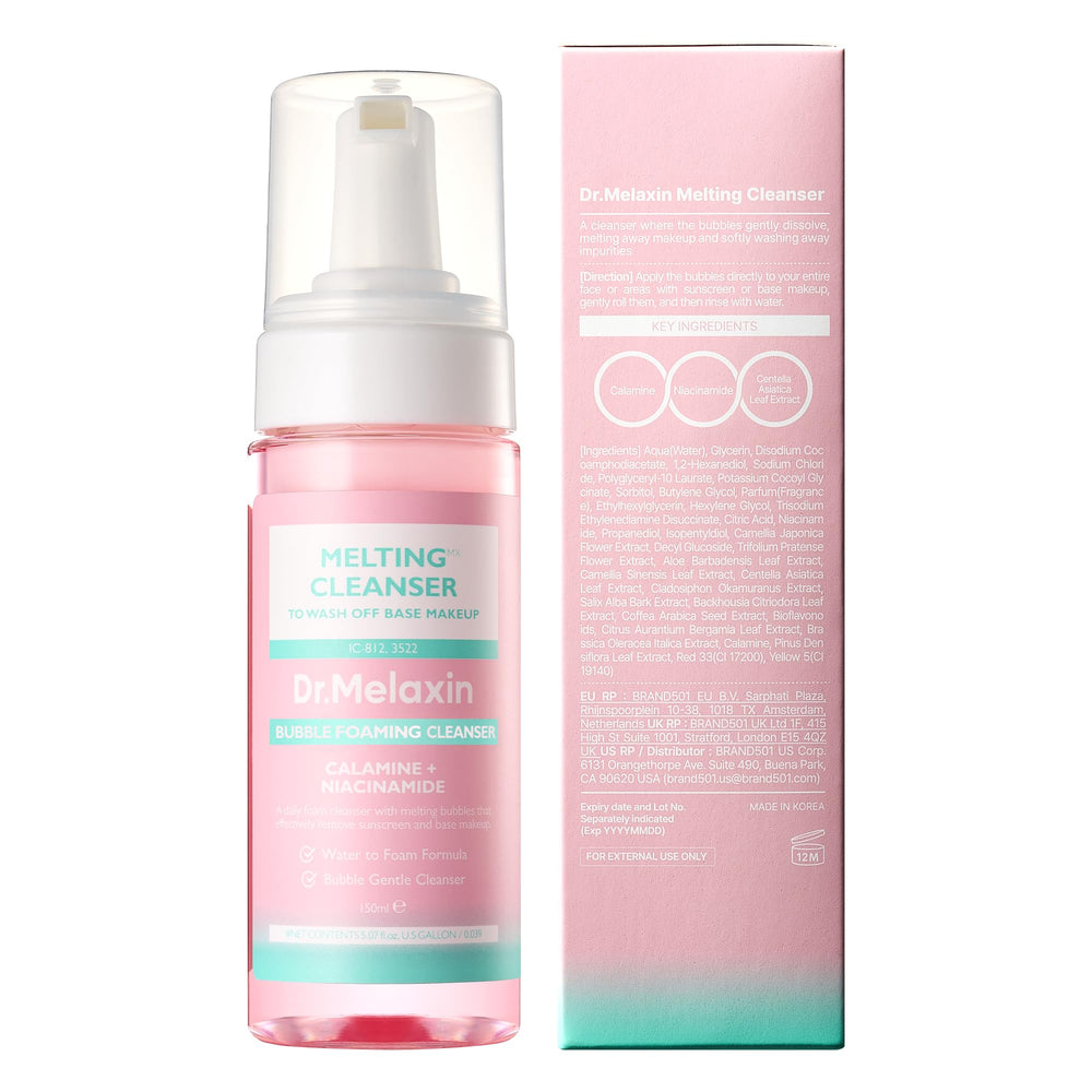 Dr.Melaxin Melting Cleanser 150ml packaging communicates travel-friendly everyday cleansing.