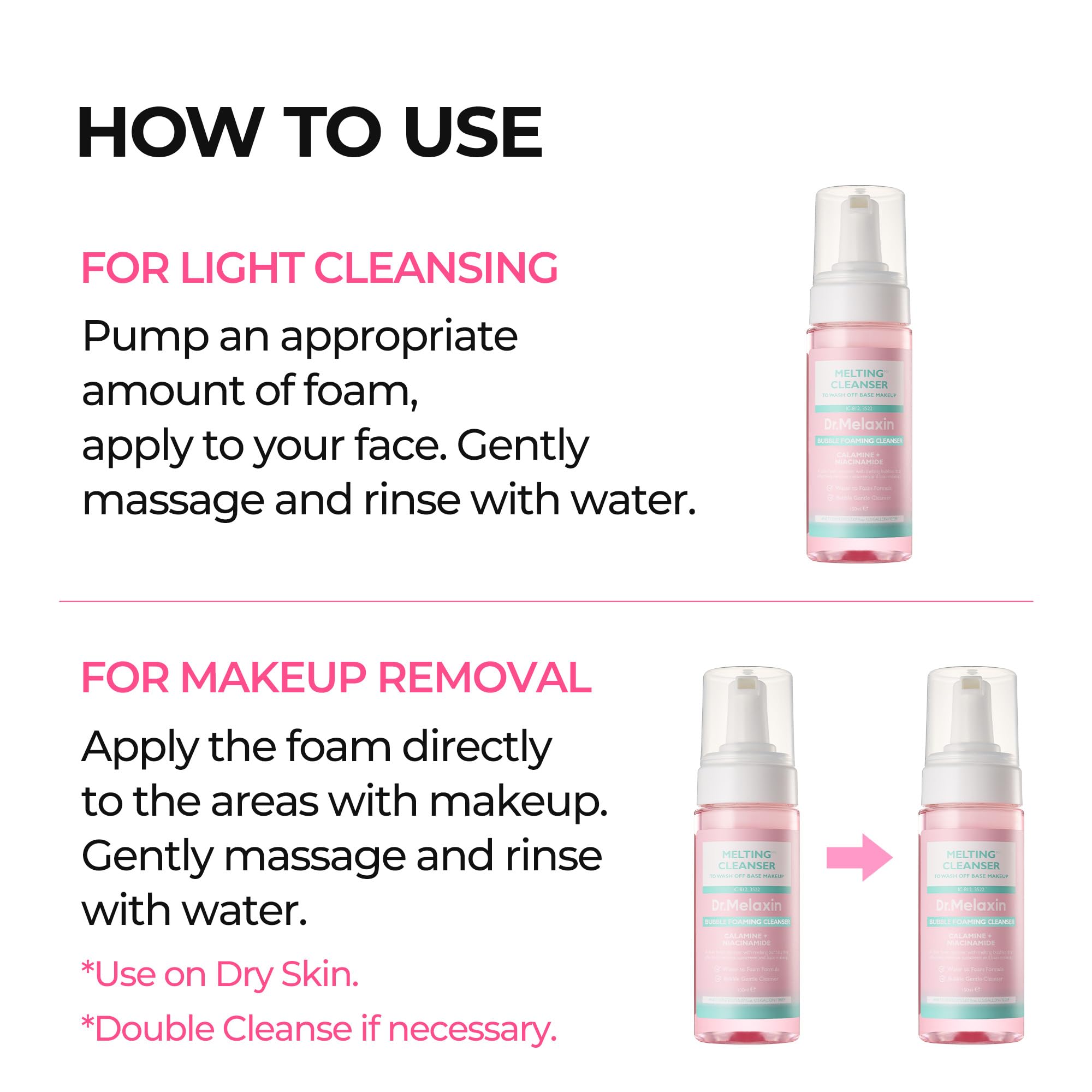 Dr.Melaxin Melting Cleanser daily-use scene suggests gentle, fragrance-light routine for calm mornings.