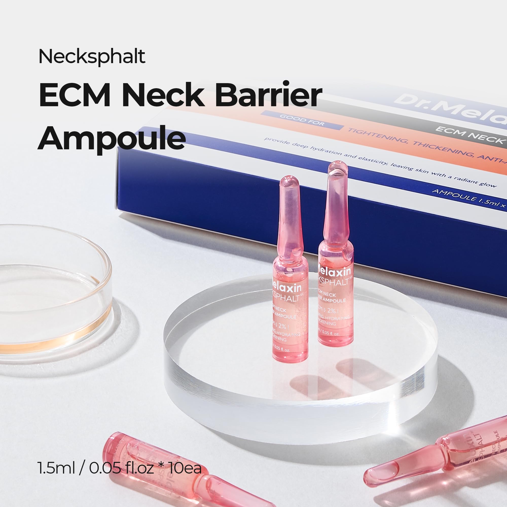 Dr.Melaxin Necksphalt ampoule application scene showing precise dispensing