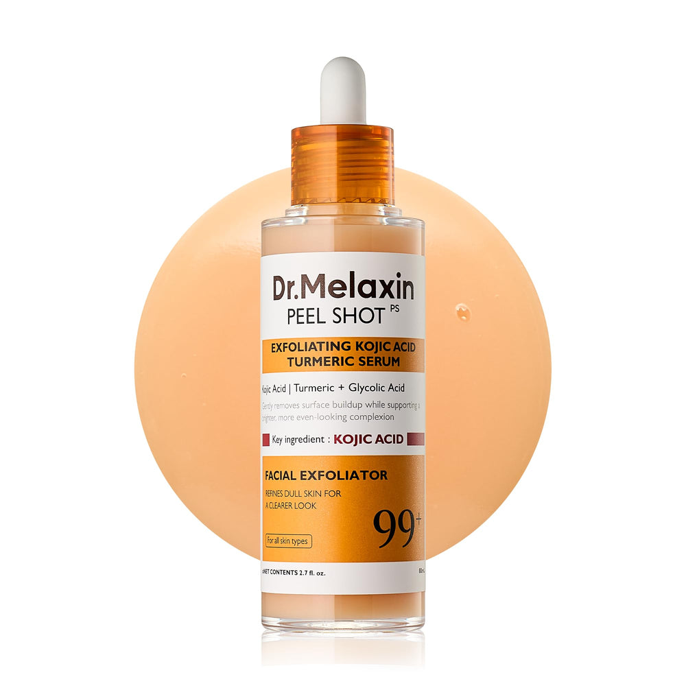 Dr.Melaxin Peel Shot bottle closeup for easy daily dark spot care routine.