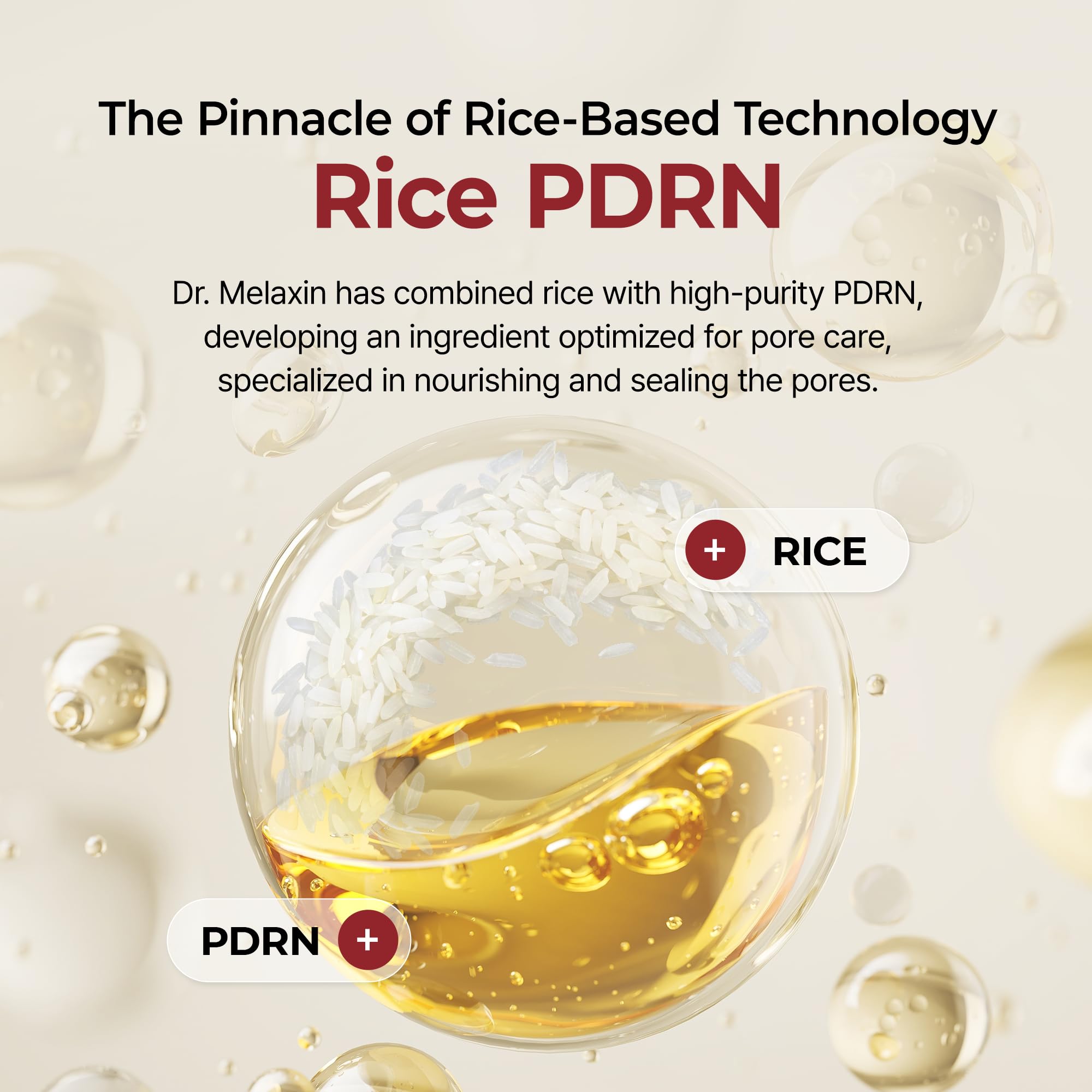 Dr.Melaxin Peel Shot Glow Rice PDRN Serum droplet demonstrates hydration and natural glow.