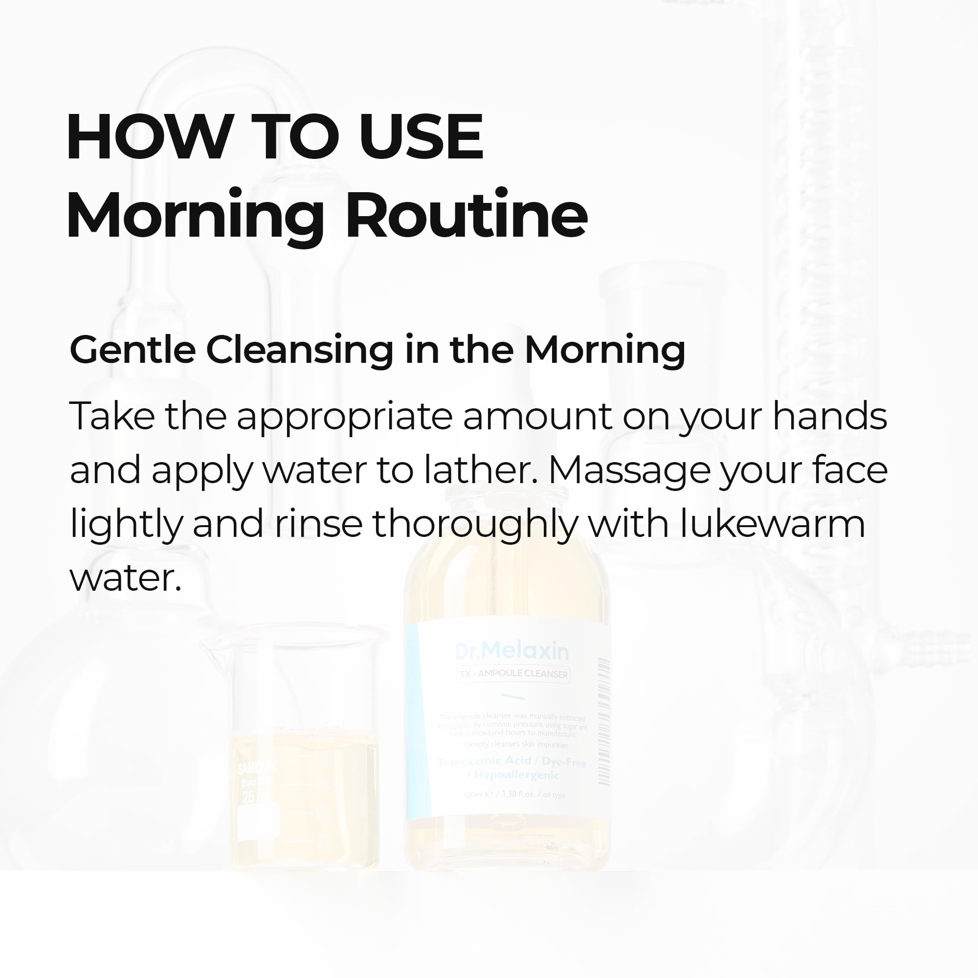 Dr.Melaxin TX Ampoule Cleanser being applied to the face during cleansing