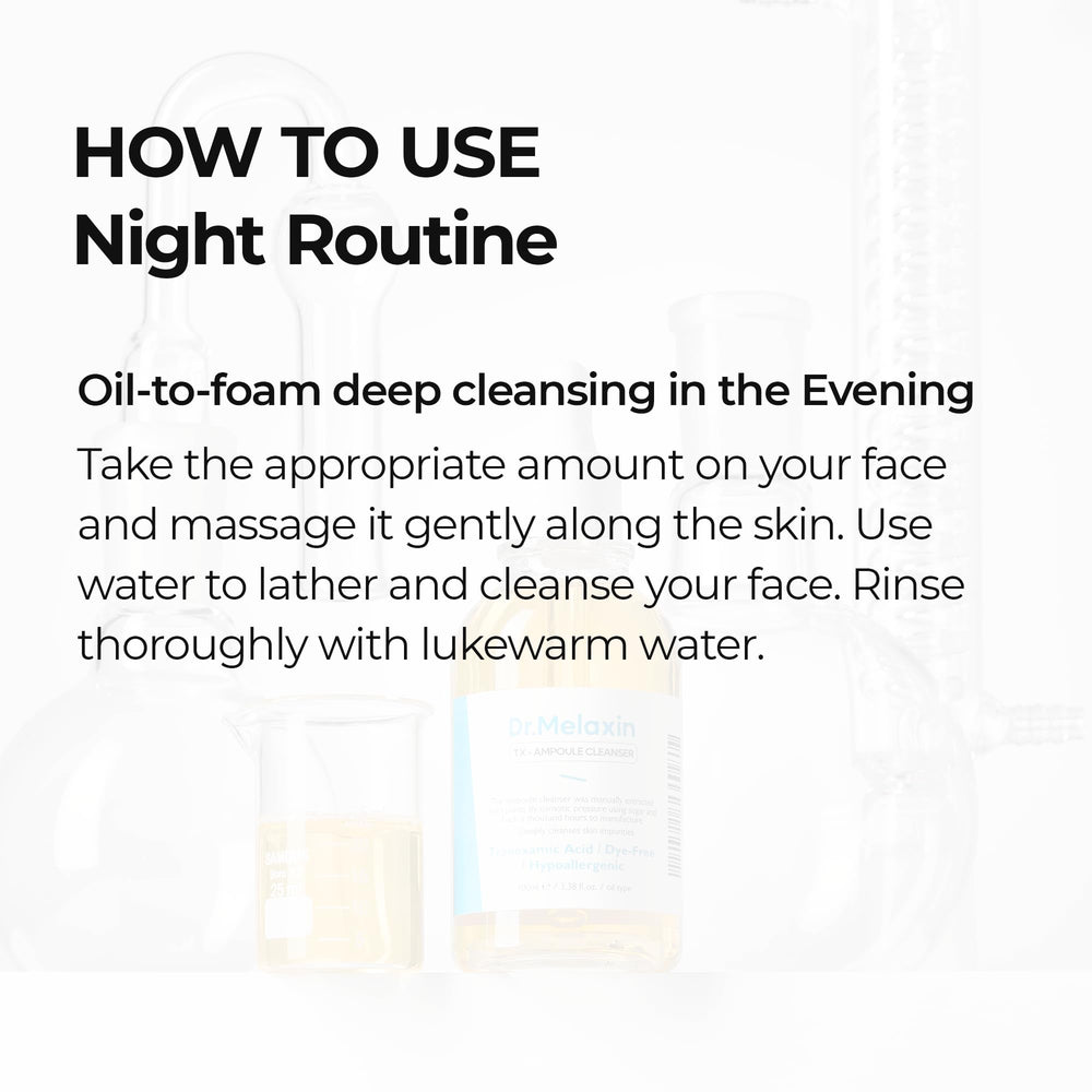 Dr.Melaxin TX Ampoule Cleanser close-up showing smooth skin after rinse