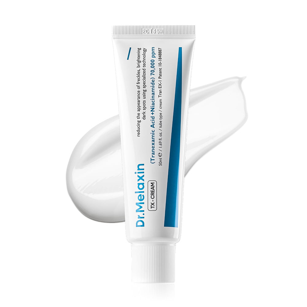 Dr.Melaxin TX Tranexamic Acid Cream bottle front view for even skin tone.