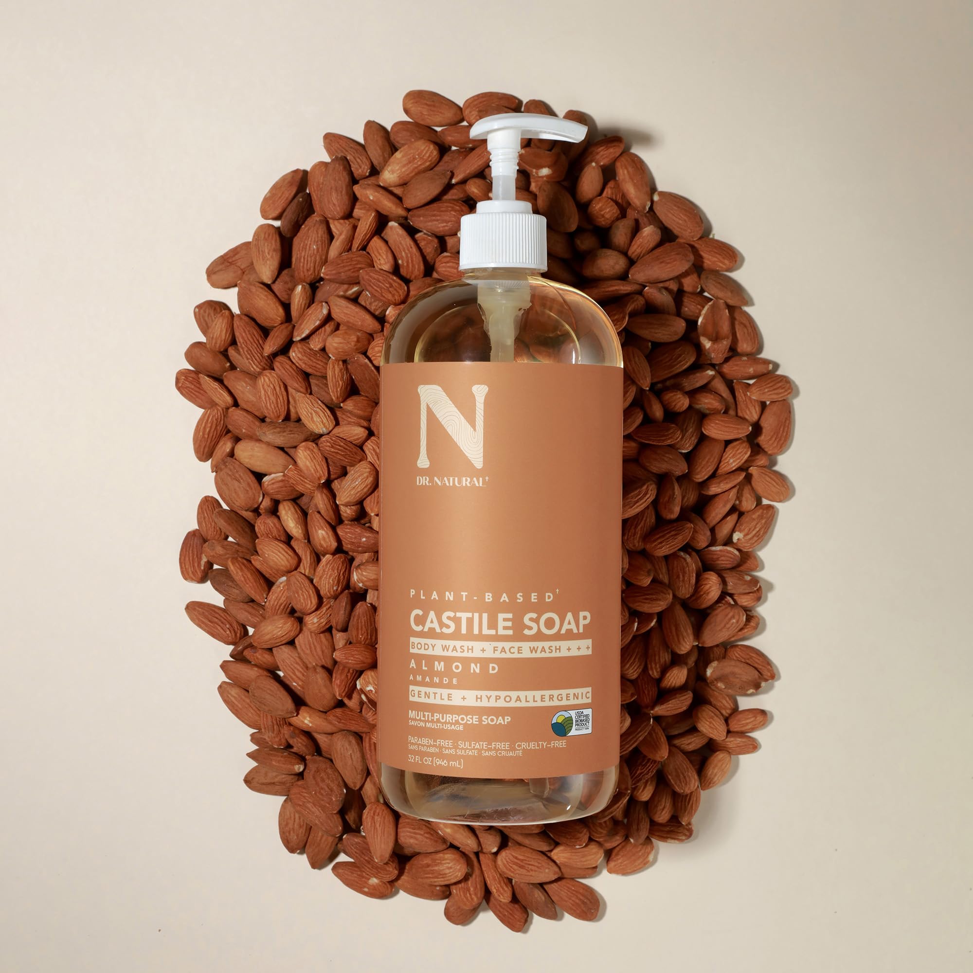 Dr. Natural Castile Almond face cleanser with light hydration