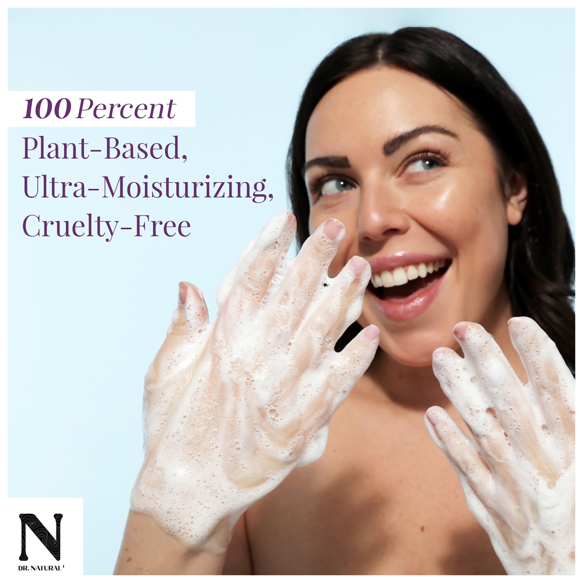 Dr. Natural Castile liquid soap face shows mild facial cleanse