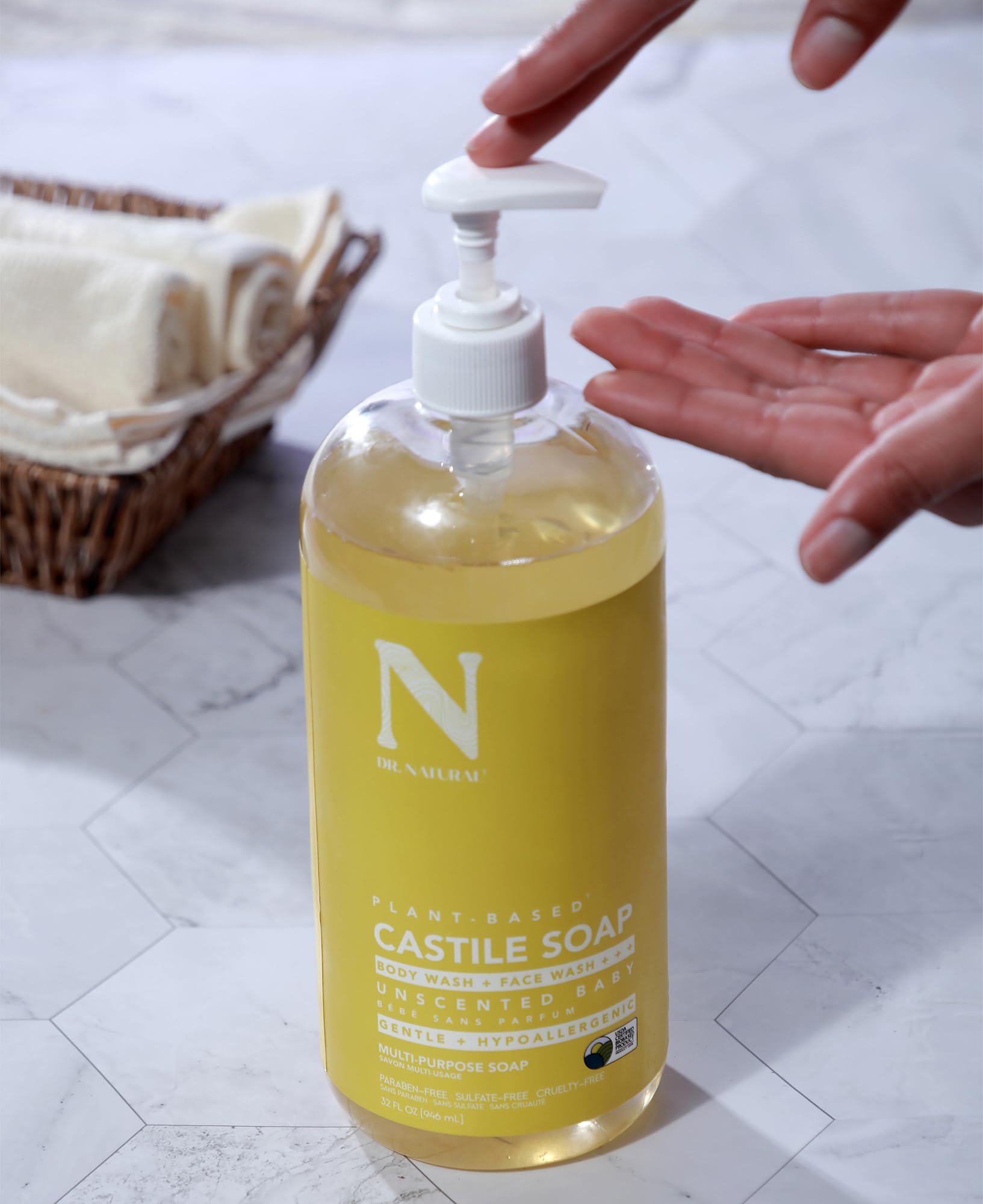 Dr. Natural Castile soap kitchen use for mild grease-cleaning