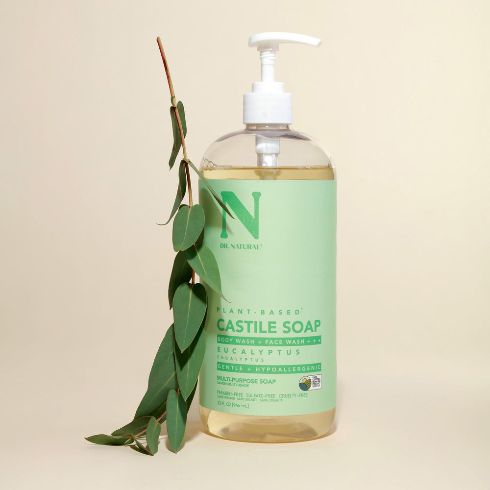 Dr. Natural Castile liquid soap pets-care portrayal suggests mild cleansing for pets